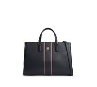Henkeltasche TOMMY HILFIGER "TH DAILY SATCHEL CORP", Damen, Gr. B/H/T: 32,5cm x 21,5cm x 15cm, dunkelblau, Lederimitat, Taschen, Damen Handtasche, Tragetasche, Umhängetasche, Streifen in Tommy Farben 