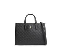 Henkeltasche TOMMY HILFIGER "TH DAILY SATCHEL MONO", Damen, Gr. B/H/T: 32,5cm x 21,5cm x 15cm, schwarz, Lederimitat, Taschen, Damen Tragetasche, Handtasche mit Allover TH-Logoprägung (27133410-0) schw