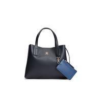 Henkeltasche TOMMY HILFIGER "TH ICON MINI SATCHEL", Damen, Gr. B/H/T: 28cm x 22,5cm x 12,5cm, dunkelblau, Lederimitat, Taschen, Damen Tragetaschem Umhängetasche mit abnehmbarem RV-Täschchen (93096701-