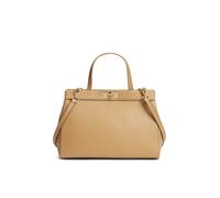Henkeltasche TOMMY HILFIGER "TH MODERN SATCHEL", Damen, Gr. B/H/T: 33cm x 24cm x 10cm, beige, Lederimitat, Taschen, Damen Tragetasche, Umhängetasche, mit goldfarbenen Details (22320036-0) beige