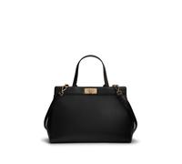 Henkeltasche TOMMY HILFIGER "TH MODERN SATCHEL", Damen, Gr. B/H/T: 33cm x 24cm x 10cm, schwarz, Lederimitat, Taschen, Damen Tragetasche, Umhängetasche, mit goldfarbenen Details (82681510-0) schwarz