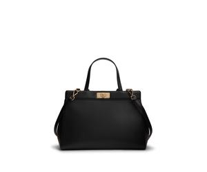 Henkeltasche TOMMY HILFIGER "TH MODERN SATCHEL", Damen, Gr. B/H/T: 33cm x 24cm x 10cm, schwarz, Lederimitat, Taschen, Damen Tragetasche, Umhängetasche, mit goldfarbenen Details (82681510-0) schwarz
