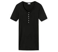 Schiesser Damen Henley-Shirt Berta 170735-000 Kurzarm Schwarz Größe 34