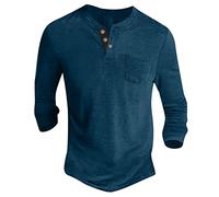 Henley Shirt Herren 187 Tshirt Gym Shirt Henley Shirt Tshirt Stifte Waschfest Deep V Neck Men's T-Shirts Herren Langarmshirts Schutz Tshirt Familia T Shirt,Dark Blue,XL