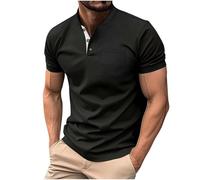 Henley Shirt Herren Kurzarm Tshirt mit Knopfleiste Mode Poloshirts Revers Hemd Baumwolle T-Shirt Einfarbig Slim fit Hemden Basic Business Fitness Sportshirt Leicht Freizeithemd Kurzarmshirt Männer