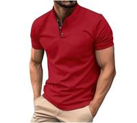 Henley Shirt Herren Kurzarm Tshirt mit Knopfleiste Mode Poloshirts Revers Hemd Baumwolle T-Shirt Einfarbig Slim fit Hemden Basic Business Fitness Sportshirt Leicht Freizeithemd Kurzarmshirt Männer