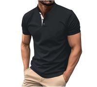 Henley Shirt Herren Kurzarm Tshirt mit Knopfleiste Mode Poloshirts Revers Hemd Baumwolle T-Shirt Einfarbig Slim fit Hemden Basic Business Fitness Sportshirt Leicht Freizeithemd Kurzarmshirt Männer