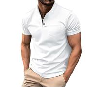 Henley Shirt Herren Kurzarm Tshirt mit Knopfleiste Mode Poloshirts Revers Hemd Baumwolle T-Shirt Einfarbig Slim fit Hemden Basic Business Fitness Sportshirt Leicht Freizeithemd Kurzarmshirt Männer