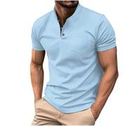 Henley Shirt Herren Kurzarm Tshirt mit Knopfleiste Mode Poloshirts Revers Hemd Baumwolle T-Shirt Einfarbig Slim fit Hemden Basic Business Fitness Sportshirt Leicht Freizeithemd Kurzarmshirt Männer