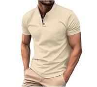 Henley Shirt Herren Kurzarm Tshirt mit Knopfleiste Mode Poloshirts Revers Hemd Baumwolle T-Shirt Einfarbig Slim fit Hemden Basic Business Fitness Sportshirt Leicht Freizeithemd Kurzarmshirt Männer