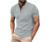 Henley Shirt Herren Kurzarm Tshirt mit Knopfleiste Mode Poloshirts Revers Hemd Baumwolle T-Shirt Einfarbig Slim fit Hemden Basic Business Fitness Sportshirt Leicht Freizeithemd Kurzarmshirt Männer
