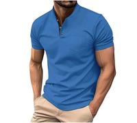 Henley Shirt Herren Kurzarm Tshirt mit Knopfleiste Mode Poloshirts Revers Hemd Baumwolle T-Shirt Einfarbig Slim fit Hemden Basic Business Fitness Sportshirt Leicht Freizeithemd Kurzarmshirt Männer