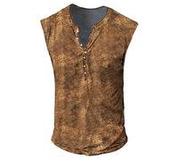 Henley Shirt Herren Langarm Hawaii Hemd Herren Poloshirt V-Ausschnitt Einfarbiges Knopfleiste Henley Shirt Ärmellos Slim Fit Muskelshirts Stretch Gym Tank Top Tactical Shirts Tshirt Weiss (Ginger, M)