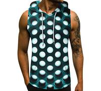 Henley Shirt Herren Langarm Hemd Herren Schwarz Herren T Shirt Rundhals 3D Druck Tank Top Mit Kapuze Tunnelzug Regular Fit Muskelshirts Ärmellos Bodybuilding Gym Tank Top Tshirt Männer (Weiß, Xxl)