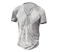 Henley Shirt Herren Tshirt mit Knopfleiste Kurzarm Hemd Männer Freizeithemd Vintage Casual Leicht Baumwolle Slim Fit V Ausschnitt T-Shirt Sommer Oberteile Mode Basic Tshirt Weiß XL