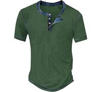 Henley Shirt Herren Tshirt mit Knopfleiste Kurzarm Hemd Männer Freizeithemd Vintage Casual Leicht Baumwolle Slim Fit V Ausschnitt T-Shirt Sommer Oberteile Mode Basic Tshirt AG M