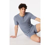 Henley-Shirt kurzarm Knopfleiste blaugrau - Rib Essentials 4