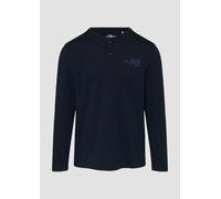 Henley-Shirt mit Flammgarnstruktur und Stickerei M blau 2156929.5978.M
