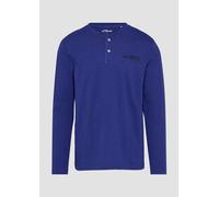 Henley-Shirt mit Flammgarnstruktur und Stickerei S blau 2156929.5612.S
