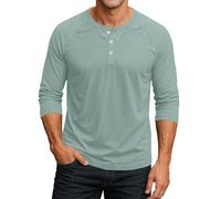 Henley T Shirt Herren 3/4 Ärmel Raglan Freizeithemd Sommer Shirts Langärmliges Slim Fit Oberteile Casual Sport Baseball Shirt Men's Fashion Sommerhemd Plus Größe Henley Hemd Regular Fit D Turquoise XL