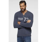 Henleyshirt ARIZONA, Herren, Gr. M (48/50), blau (marine, ausgewaschen), Single Jersey, Obermaterial: 100% Baumwolle, washed, normal, Rundhals, Shirts, Langarm, casual, Rundhalsausschnitt, aus Baumwol