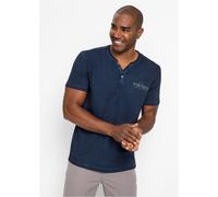 Henleyshirt BONPRIX, Damen, Gr. 56/58 (XL), blau (dunkelblau bedruckt), Jersey, Obermaterial: 100% Baumwolle, meliert, unifarben, washed, regular fit hüftbedeckend, Rundhals, Shirts, Regular fit, Kurz