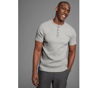 Henleyshirt BRUNO BANANI, Herren, Gr. S (44/46), grau (mittelgrau meliert), Rippware, Obermaterial: 85% Baumwolle, 10% Viskose, 5% Elasthan, meliert, Basic, regular fit, Rundhals, Shirts, in elastisch