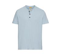 Henleyshirt CAMEL ACTIVE, Herren, Gr. L, blau (smoke blau), Jersey, Obermaterial: 100% Baumwolle, meliert, regular fit hüftlang, Rundhals, abgesteppt, Shirts, mit Knopfleiste (67126749-L) smoke blau