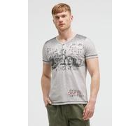 Camp David Herren Henley-Shirt im Used Look mit Photoprint Ash, M