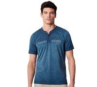 Casa Moda Regular Fit T-Shirt Henleykragen blau, Einfarbig