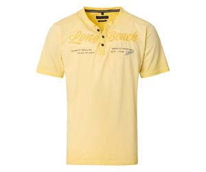 Henleyshirt CASAMODA "CASAMODA Henley uni", Herren, Gr. M, gelb, 100% Baumwolle, Shirts (52326161-M) gelb