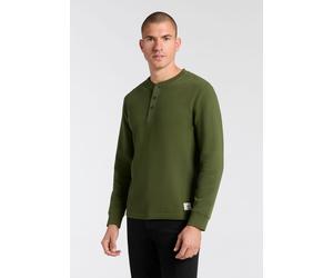 Henleyshirt GANT "WAFFLE LS HENLEY", Herren, Gr. XL, grün (country grün), Jersey, Obermaterial: 96% Baumwolle, 4% Elasthan, unifarben, regular fit normal, Rundhals, Rippbündchen, Shirts, Rundhalsaussc
