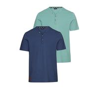 Henleyshirt H.I.S, Herren, Gr. 5XL (72/74), grün (grün, marine), Jersey, Obermaterial: 100% Baumwolle, unifarben, Basic, slim fit, V-Ausschnitt, Shirts, mit Knopfleiste (60640722-5XL) grün, marine