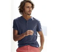 Henleyshirt H.I.S, Herren, Gr. M (48/50), blau (navy), Slub, Obermaterial: 100% Baumwolle, meliert, regular fit normal, Rundhals, abgesteppte Kante, Shirts Henleyshirt, Kurzarmshirt mit Henleykragen, 