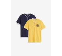 Henleyshirt, Kurzarm (2er Pack) aus reiner Bio-Baumwolle 48/50 (M)