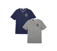Henleyshirt, Kurzarm (2er Pack) aus reiner Bio-Baumwolle 52/54 (L)