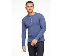 Henleyshirt LINDBERGH "Henley Shirt Slim Fit", Herren, Gr. XXL, indigo blau, Obermaterial: 100% Baumwolle, unifarben, schmal, Rundhals, Shirts (13035363-XXL) indigo blau