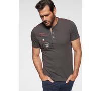 Henleyshirt MAN'S WORLD, Herren, Gr. 3XL (64/66), grau, Single Jersey, Obermaterial: 100% Baumwolle. Besatz: 100% Baumwolle, bedruckt, normal, Rundhals, Shirts, Kurzarm, lässige Passform, bedruckt, Ru