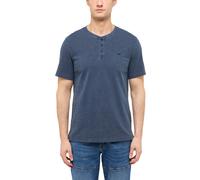 Henleyshirt MUSTANG "Acton Henley", Herren, Gr. XXL, blau (schwarz saphire), Jersey, Obermaterial: 100% Baumwolle, unifarben, regular fit hüftbedeckend, Rundhals, abgesteppte Kante, Shirts, Sommershir