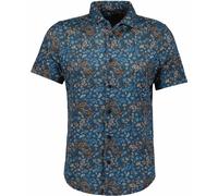 Henleyshirt RAGMAN, Herren, Gr. XXL, blau gemustert, 980, 70% Baumwolle 30% Polyester, regular fit, ohne Ausschnitt, Shirts Henleyshirt (61617564-XXL)