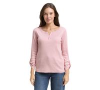 Henleyshirt TOM TAILOR, Damen, Gr. S, sanftes weiß pink, Web, Obermaterial: 97% Baumwolle, 3% Elasthan, regular fit taillenbedeckt, Rundhals, mit Aufschlag, Shirts, mit Turn-Up-Arm (89262154-S) sanfte
