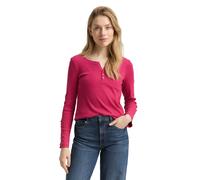 Henleyshirt TOM TAILOR, Damen, Gr. S, schwarz pink, Web, Obermaterial: 97% Baumwolle, 3% Elasthan, regular fit taillenbedeckt, Rundhals, mit Aufschlag, Shirts Henleyshirt, mit Turn-Up-Arm (89195407-S)