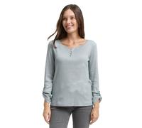 Henleyshirt TOM TAILOR, Damen, Gr. XS, grün sanftes weiß, Web, Obermaterial: 97% Baumwolle, 3% Elasthan, regular fit taillenbedeckt, Rundhals, mit Aufschlag, Shirts, mit Turn-Up-Arm (70366723-XS) grün