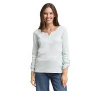 Henleyshirt TOM TAILOR, Damen, Gr. XXL, sanftes weiß mint, Web, Obermaterial: 97% Baumwolle, 3% Elasthan, regular fit taillenbedeckt, Rundhals, mit Aufschlag, Shirts, mit Turn-Up-Arm (22360434-XXL) sa
