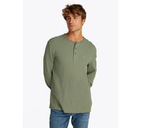 Henleyshirt TOMMY JEANS "TJM REG WAFFLE HENLEY LS TEE", Herren, Gr. S, grün (aruba grün), Single Jersey, Obermaterial: 60% Baumwolle, 40% Polyester, regular fit, Rundhals, Shirts Henleyshirt, mit leic