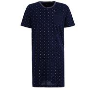 Henry Terre Herren Nachthemd Kurzarm Blatt Rundhals Tasche Schlafshirt Knöpfe, Farbe:Navy, Größe:XL