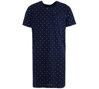 Henry Terre Herren Nachthemd Kurzarm Logo Grafik Rundhals Tasche Schlafshirt Knöpfe M-3XL, Farbe:Navy, Größe:XL