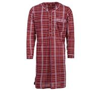 Henry Terre Herren Nachthemd Langarm Tartan Muster Brusttasche Knopfleiste Größe M-3XL Baumwollmix, Farbe:rot, Größe:M
