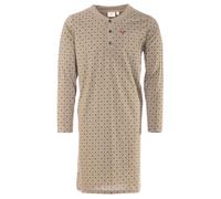 Henry Terre Herren Nachthemd Leon Langarm Schlafshirt M-3XL Baumwolle Langarm-Shirt Mosaik Design, Farbe:beige, Größe:M