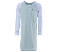 Henry Terre Herren Nachthemd Roman Langarm Schlafshirt M-3XL Baumwolle Langarm-Shirt Sportliches Design farblich abgesetzte Ärmel Baseball-Style, Farbe:Iceberg Green, Größe:M